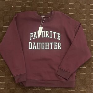 Favorite Daughter Burgundy Crewneck Sweatshirt with White Lettering